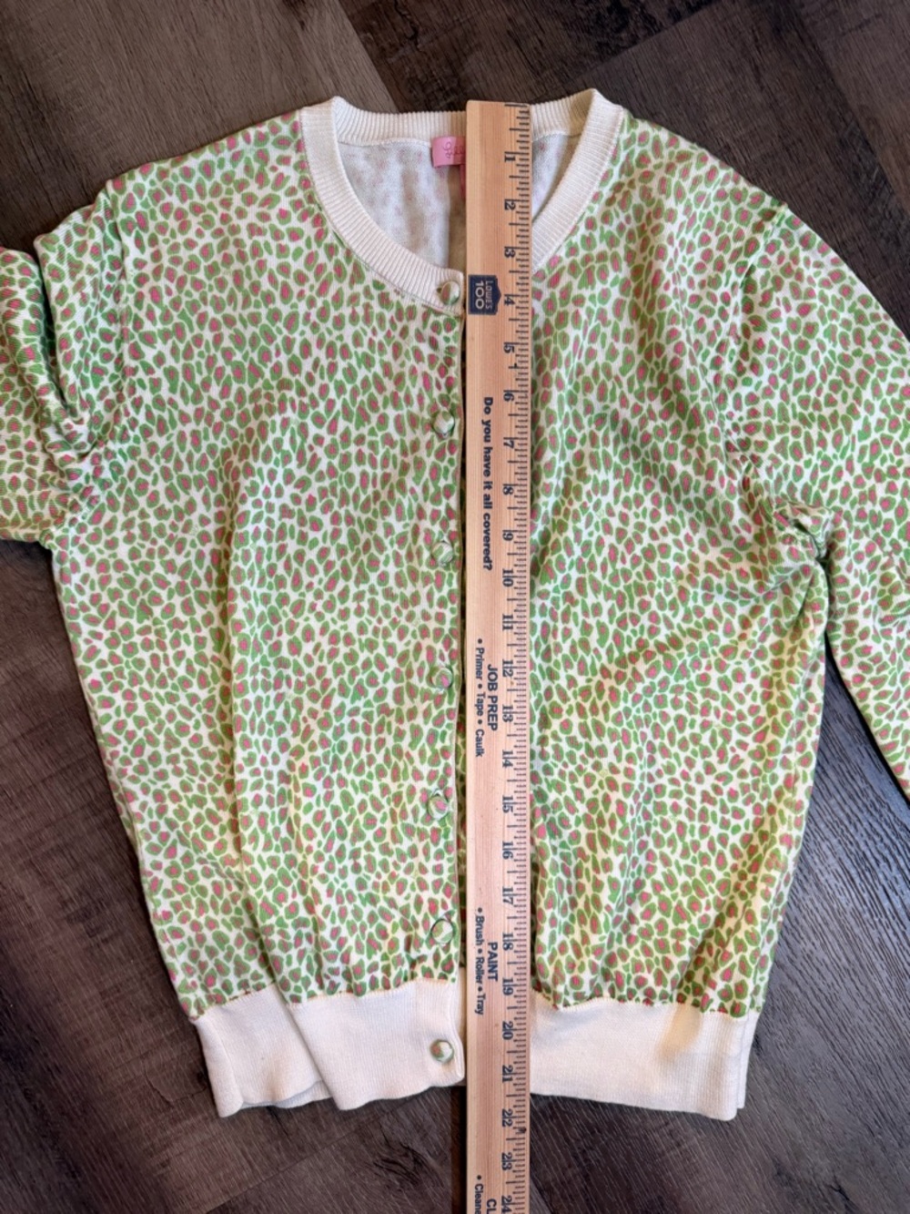Lilly Pulitzer Leopard Spotted Sweater Cardigan Cropped 3/4 Sleeves Size Medium - Picture 9 of 14